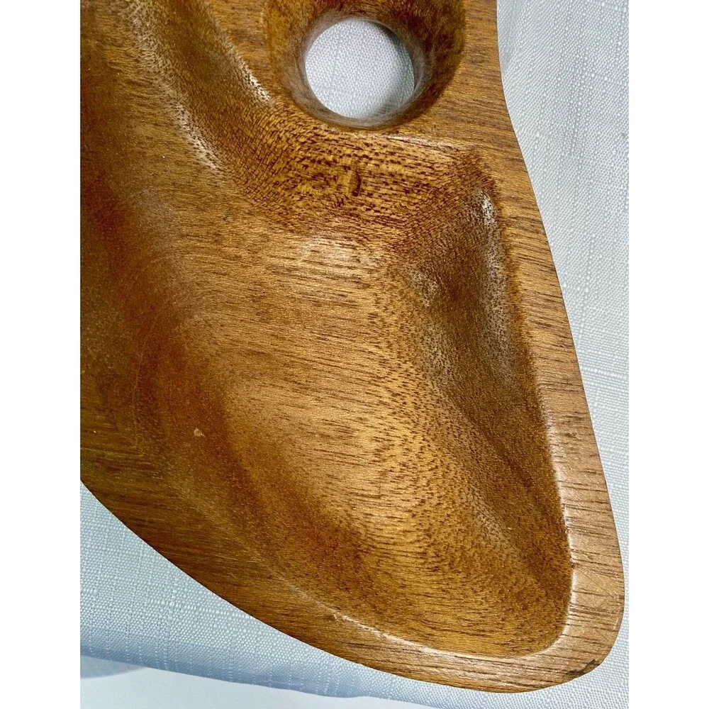 Wood Serving Tray Vintage Mid Century Snack Tray Monkey Pod